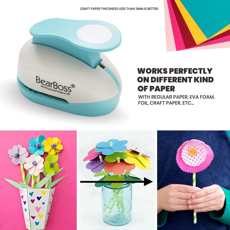 BearBoss 5 Circle Paper Punch  Handmade Scrapbook Paper Puncher  Different Size of Scrapbooking Punches Crafting Designs for Office Supplies  Card Making  DIY Albums Photos  Classic White - Image 5